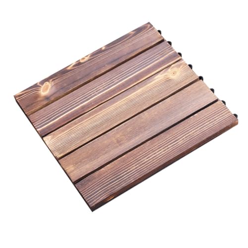 Angoily Wood Patio Paver Interlocking Deck Tiles Easy DIY Outdoor Flooring for Patios Gardens and Gazebos Durable and Grain Design No Tools Required