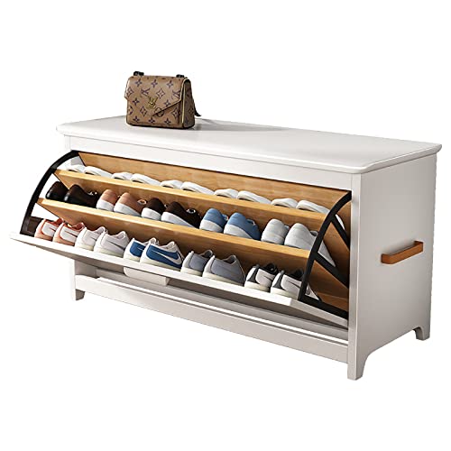 Banco zapatero de 3 niveles con estantes y cajones de almacenamiento, organizador de madera maciza para entrada, pasillo y sala de estar