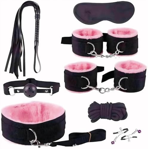 BDSM Bondage Restraints Kit for Adult Couples Leather Red