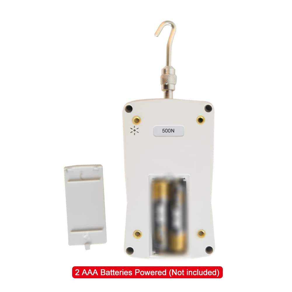 Medidor de fuerza digital 500 N/50 kg/110 lb/1760 oz portátil push-pull minidinamómetro conmutable retroiluminado con 6 cabezales de luz, estuche de almacenamiento, automático