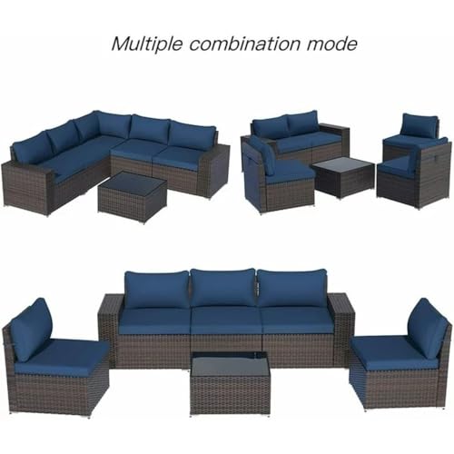 Image of 5 Seater Luxurious Look Without Compromising on Comfort or Durability | All-Season Rattan Furniture Set Designed to Withstand Rain, Sun, and Dust (Blue).