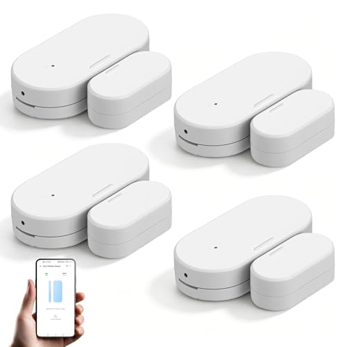 VeftBltrem 4er Pack Zigbee Tür Fensterkontakt Sensor Kompatibel mit Alexa Google Home Tuya Smart Home Türsensor für Alarmanlage Heizkörperthermostat Garage Einfache Klebemontage Kabellos