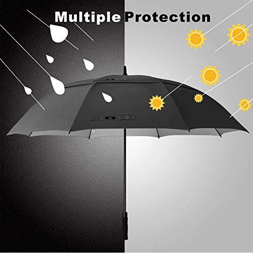 Prospo 68 Inch Extra Large Golf Umbrella Double Canopy Automatic Open Sun Rain Stick Umbrellas Windproof Waterproof Oversized (Black XL)