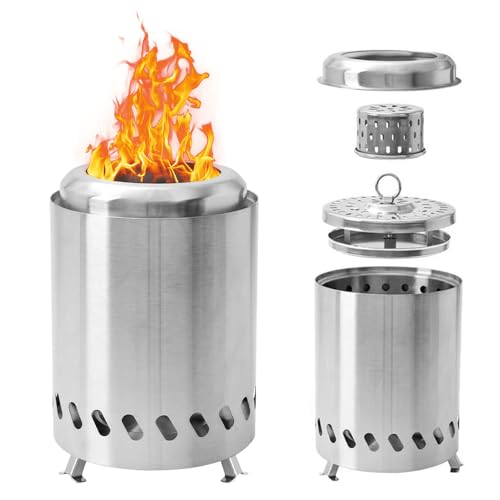 Smokeless Fire Pit, Table Top Portable Fire Pit, Mini Table Top Firepit, Smokeless Firepit Stainless Steel, Portable Firepits for Camping, Outdoor & Patio - Wood Burning/PelletFueled