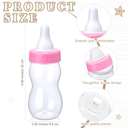 Image of Roowest 512 Pcs Baby Shower Games Guess How Many Pacifiers Sign 100 Small Guessing Games 10 HB Pencils 750ml Milk Bottle 400 Acrylic Pacifiers Decoration for Guest Gender Reveal(Pink,Kraft)