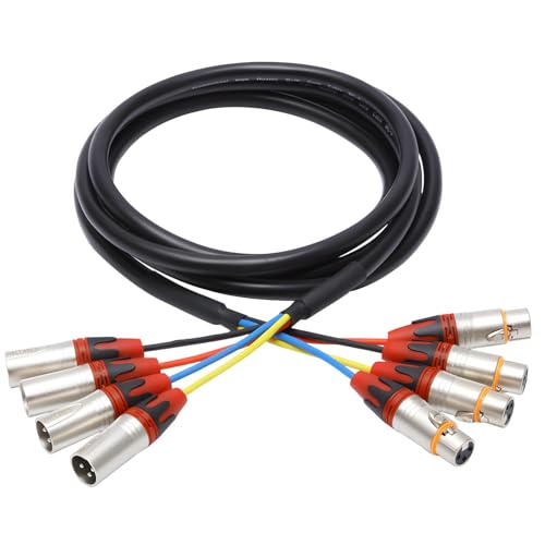 10 Ft Xlr 4 Channel Audio Snake Cable With Male And Female Connectors For Stage Lighting And Sound Equipment