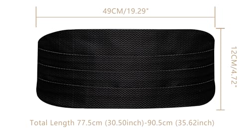 Image of YOHOWA Men Cummerbund Bow Tie Set Silk Paisley Formal Pre-Tied Bowtie Pocket Square Cufflinks Wedding Party Prom