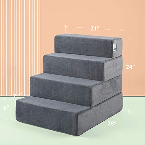 Zinus Easy Pet Stairs / Pet Ramp / Pet Ladder, X-Large, Charcoal #TOP1