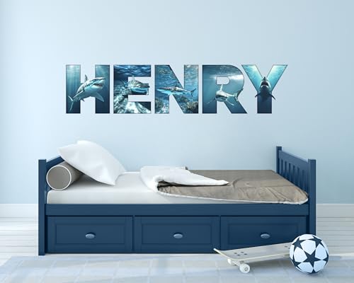 Vinilo decorativo tiburón personalizado para habitación de niños miniatura 7