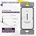 ENERLITES 3 Speed In Wall Ceiling Fan Control, Slide switch, 120VAC, 2.5A, Single-Pole, No Neutral Wire Required, 17000-F3-W-F, White