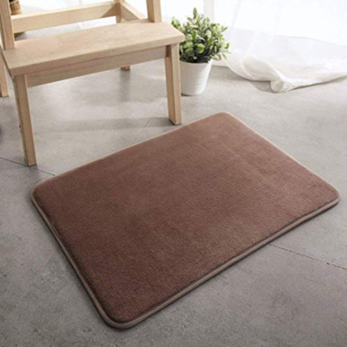玄関マット 屋内 室内 ドアマット バス 丸洗い 速乾吸水 足ふきマット 滑り止め 柔らかい 厚手 無地 フロアマット 洗面台 寝室 風呂 抗菌 防カビ (50x80cm ブラウン)