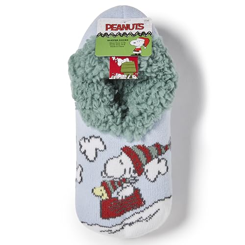 Peanuts Women's Snoopy Holiday Teddy Fur Slipper Socks2