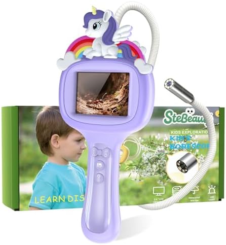 Kids Borescope Toy with Light, 1920P HD Unicorn Endoscope STEM Science Educational Toys for Ages 4-10, Snake Wildlife Camera with 2.4