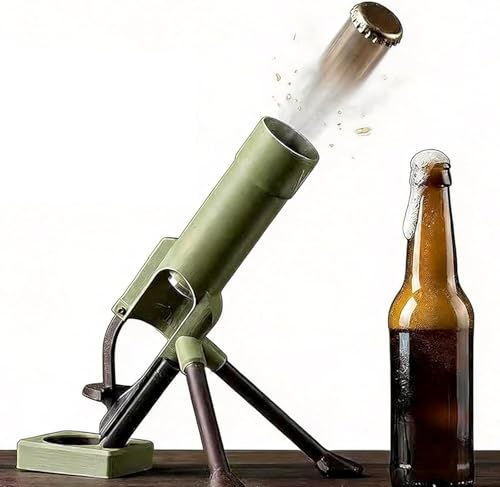 Aubzy Mörser-Flaschenöffner mit Kronkorken-Auswurf Kanone-Design druckgesteuert für 300-ml-Flaschen ideal für Hausbar Party & lustiges Geschenk für Männer