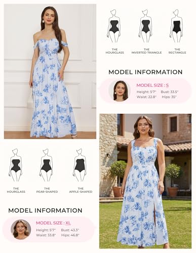 Image of GRACE KARIN 2026 Women's Summer Floral Wedding Guest Dress,Beach Flowy A Line Maxi Off Shoulder Bridesmaid Dresses