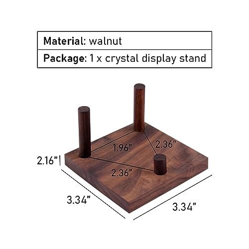 WAYUTO Walnut Crystal Display Stand Rock Display Holder Three-Peg Display Easel Stands for Fossil Coral Geodes Rock Mineral Agate M