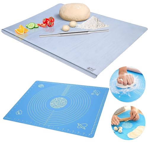 Image of Premium XL Stainless Steel Countertop Cutting Board 60x47cm with Anti-Slip mat | Extra Large Kitchen Top Rust-Free Metal Cutting Board | Vegetable Fruit Food Non-Veg Prep Chef Board | Chapati Rolling