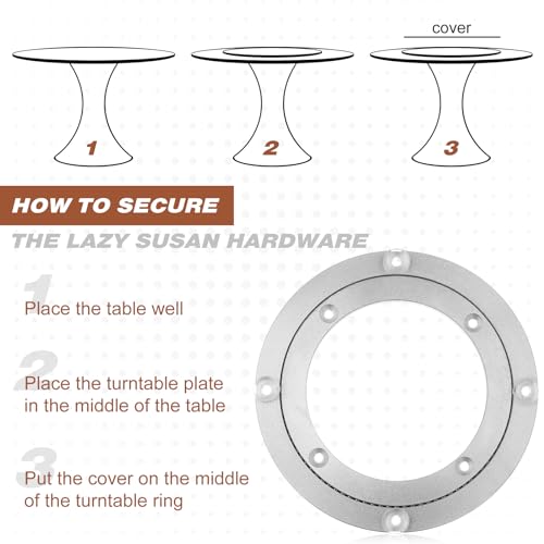 Image of JaGely 2 Pack 12 Inch Lazy Susan Hardware Aluminum Alloy Turntable Rotating Hardware Heavy Duty Lazy Susan Bearing Ring Mechanism for Kitchen Dinning Table