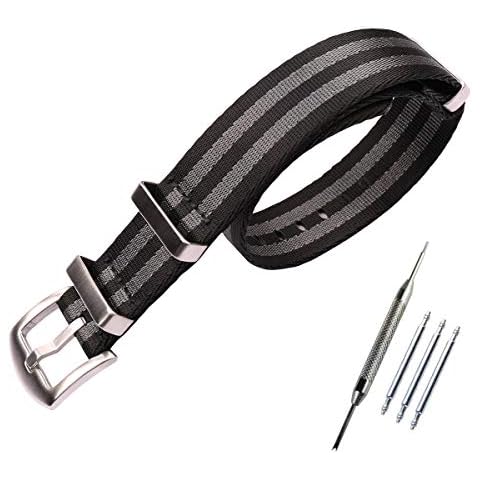 KHZBS Men's Ladies Nylon NATO Watch Strap Choice of Multiple Colour and Width 20mm 22mm Cover