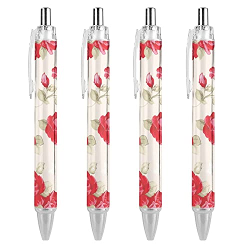 fifbird Rose - Bolígrafos retráctiles de punta gruesa de alta calidad, instrumento de escritura de 0,55 mm, tinta negra, 4 unidades
