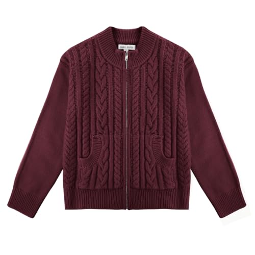 Image of GRACE KARIN Girls Knit Cardigan Sweater Zip Long Sleeve Kids School Uniform Fall Jacket Size 6-14