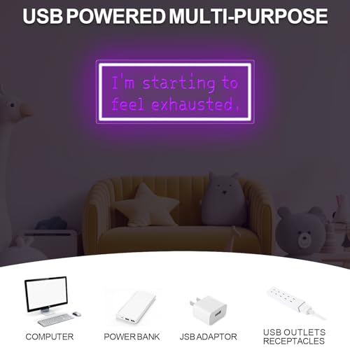 Image of I'm Starting To Feel Exhausted Neon Sign, Stardew Led Sign, Handmade LED Light Sign, Wall Hangings, Game Room Decor, Gift For Game Lover, Purple, 16.5 inchx6.9