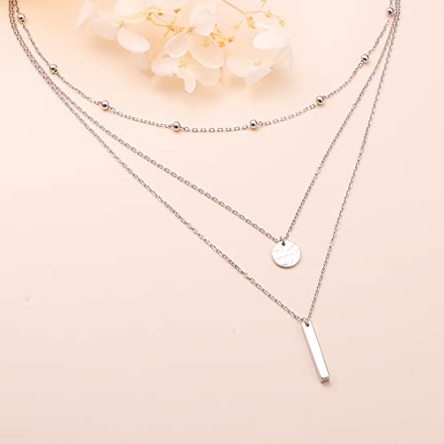 Daochong S925 Sterling Silver Multilayer 3 Strand Layered Triple Long Choker Chain Set Pendant Necklace For Women Jewelry thumb #3