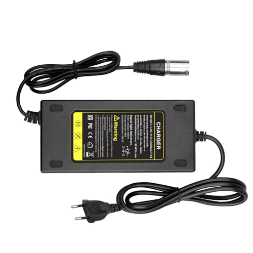 ARyee 54.6V 48V 2A Elektroroller Ladegerät für 13S 48V Lithium Akku Li-Ion Akku Ladegerät für Mobilitätsroller, Motorrad, EBike Elektrofahrrad, 3 Pin XLR Anschluss