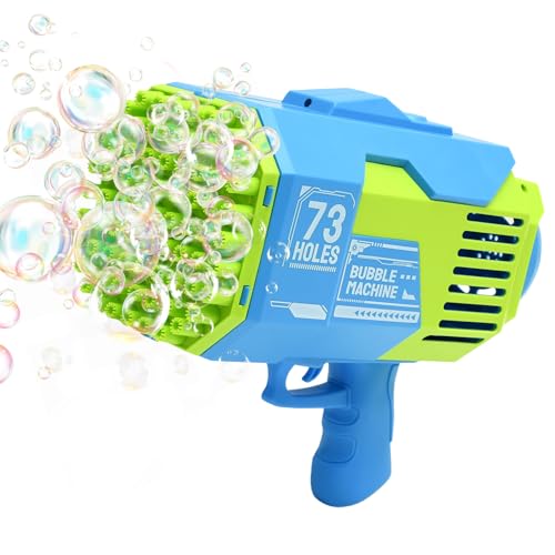 GEPROSMA Seifenblasenmaschine Seifenblasenpistole Kinder,Seifenblasen Hochzeit Party, Bazooka Elektrische 73 Löcher,Aufladbare Akku,Bubble Gun Machine Blaster