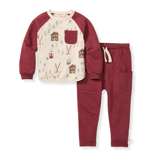 Image of Burt's Bees Baby baby-boys Shirt and Pant Set, Long Sleeve Top & Bottom Outfit Bundle, 100% Organic Cotton