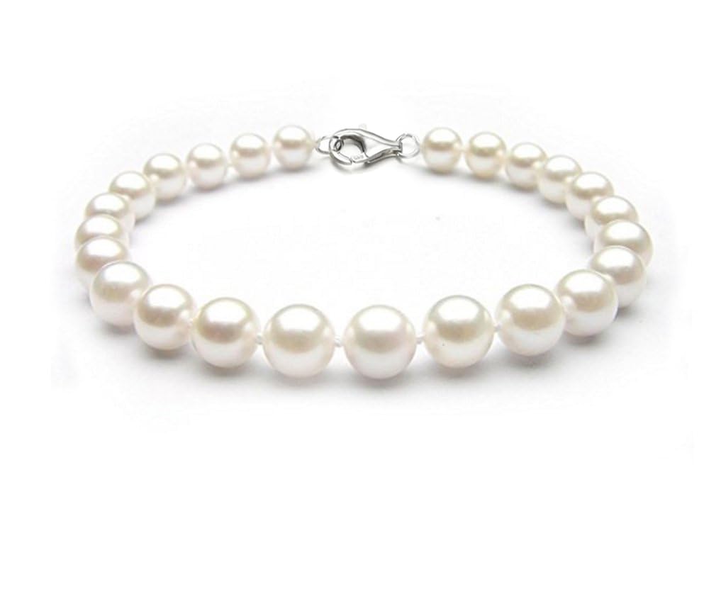 Damen Armband aus Süßwasserperlen, handgefertigt mit 8–9mm weißen Zuchtperlen, verschiedene Verschlussoptionen, eleganter Perlenschmuck, Geschenkbox inklusive