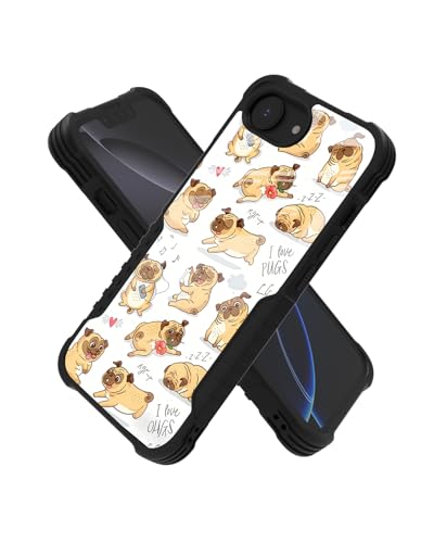 KWSAAHU Compatible with iPhone 16e Case Anti Slip Shockproof Hard PC Back Soft TPU Prevention Protective Case, Unique Design Fashion Print for Men Women - Cute Pug Dog