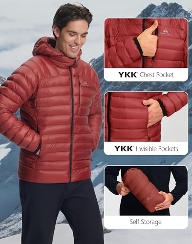 Image of Pioneer Camp 850 Fill Goose Down Jacket Men Lightweight Packable Puffer Jacket with Hood Insulated Warm Winter Puffy Coat