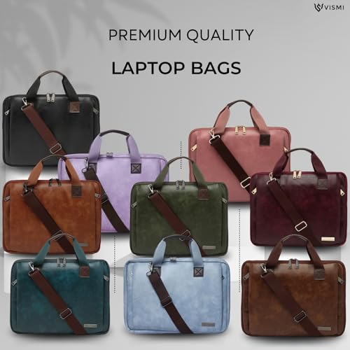 Image of VISMIINTREND Stylish Leather Office Laptop Bag Handbag for Men & Women| Slim,Briefcase,Messenger Bags| Fits 13 inch,14 inch, 15.6 inch Macbook Laptops, Birthday Gift for Husband /Father, Corporate Diwali Gifts