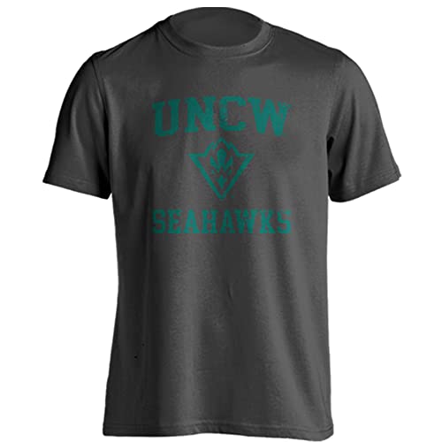 Sport Your Gear UNC Wilmington Seahawks Distressed Retro Short Sleeve T-Shirt (Charcoal, XL)