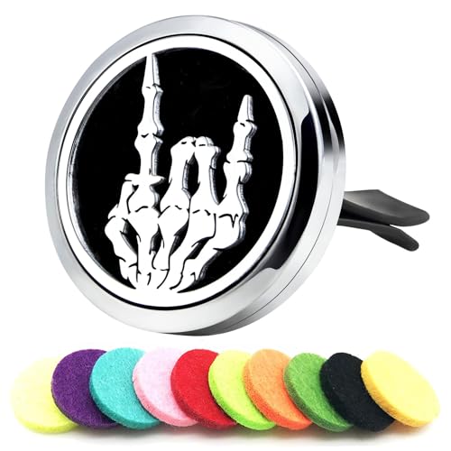 Image of 30mm Car Essential Oil Diffuser Vent Clips Air Freshener Vent Clip Aromatherapy Car Accessories 10 Felt Pads for Gift Women (Punk Rock Roll)