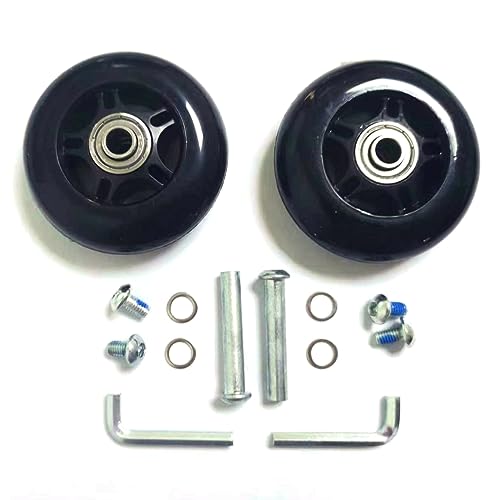LOTOWELZON 2 Wheels Sets Luggage Suitcase Replacement 75mm/70mm Inline Skate Wheels w/ABEC 608zz Rubber Swivel Caster Bearings Repair Kits (70 * 8 * 24mm/2.75
