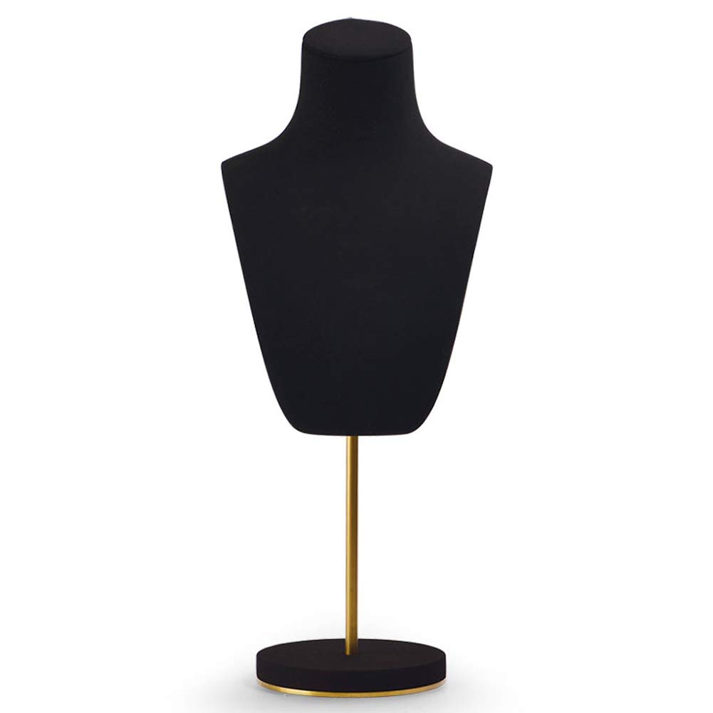 Necklace Display Bust Stand with Adjustable Metal Rack for Necklace Pendant Exhibition Shop Counter (Color : Black)