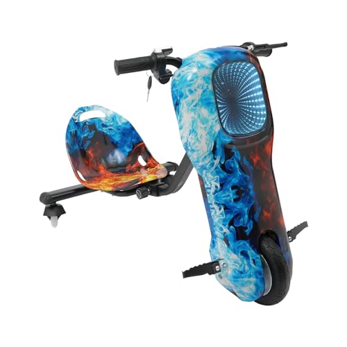 Drift Scooter Drift Cart 360 Grad Scooter eléctrico de deriva para niños y adultos, 3 velocidades para niños a partir de 5 años, carga máxima 100 kg, alcance de 10 – 15 km ergonómico (D)