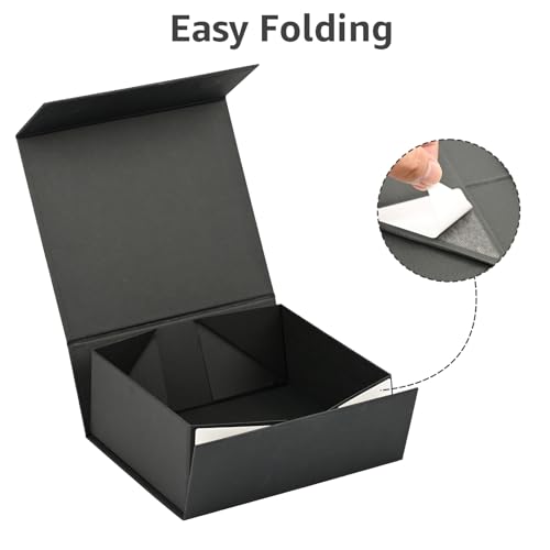 Image of LIFELUM Large Gift Box, 8 X 7 X 3 inch Black Gift Box Set of 5 with Magnetic Lid for Presents with Ribbon,Card,Shredded Paper Filler Gift for Women, Birthdays, Christmas Presents
