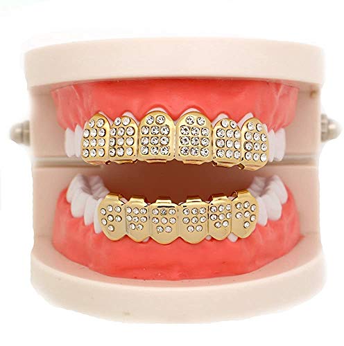 Juego de Grillz sonrisa con 6 dientes en oro 18K miniatura 2