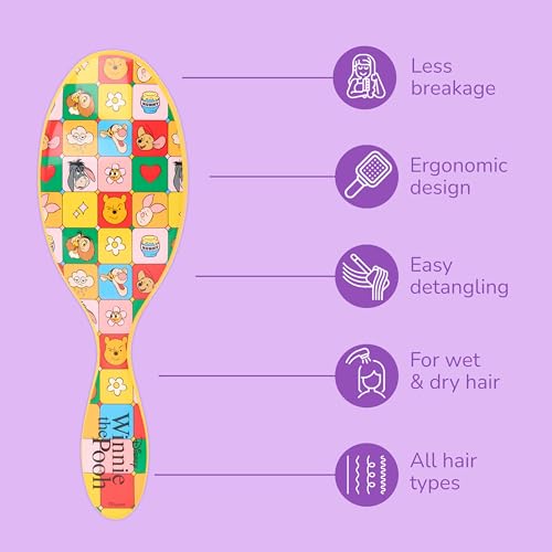 Image of Wet Brush Disney Winnie The Pooh Original Detangler Hair Brush, Flexible Bristles Gently Detangle All Hair Types, Works on Wet or Dry Strands, Ergonomic Handle, Reduces Breakage, Pooh & Friends