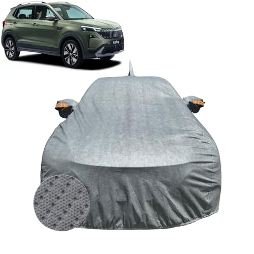 Image of Car Cover for Skoda Kushaq (2021-2026) | 100% Waterproof Cover with Antenna & Reflective Mirror Pockets | Dustproof, Scratchproof, Heatproof Kushaq Car Cover |Soft Cotton Lining| Grey