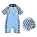 TURMIN Garçons Filles Maillot de Bain Une Pièce avec Chapeau de Soleil Assorti Enfants Bébé Combinaison de Natation Shorts de Bain Vêtements de Plage-Voilier-XS