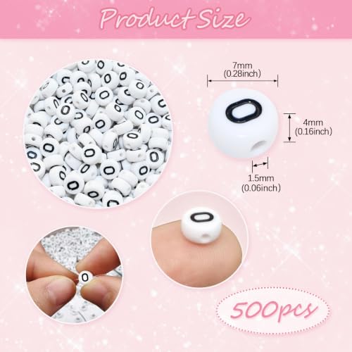 Image of Looconi 500pcs Number Beads 0 Plastic Beads for Jewelry Making