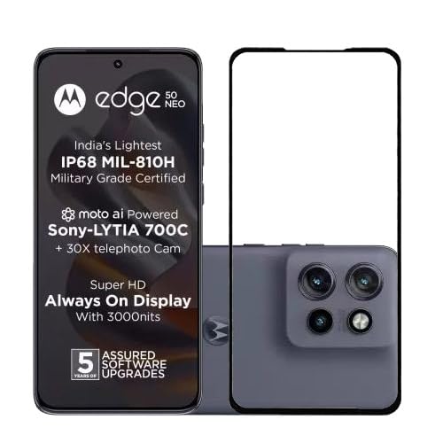 ECMERED® Scratch Resistant Tempered Glass Screen Protector for MOTOROLA Edge 50 Neo full screen coverage (Black) (Pack of 1) (B0DHGRW12N) Amazon Price History, Amazon Price Tracker