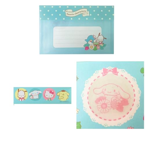 Image of Stationery Set - Cute Letter Writing Paper & Envelopes, 8 Sheets, 4 Envelopes, 4 Stickers (Mix Characters)