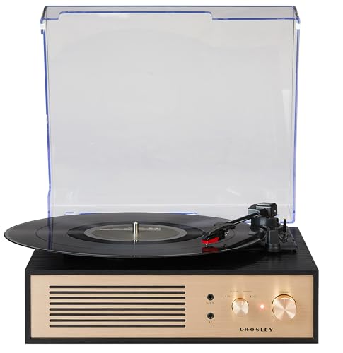 Crosley CR6045A-BK Miles 3-Speed Bluetooth in/Out Record Player Turntable with Built-in Speakers, Black
