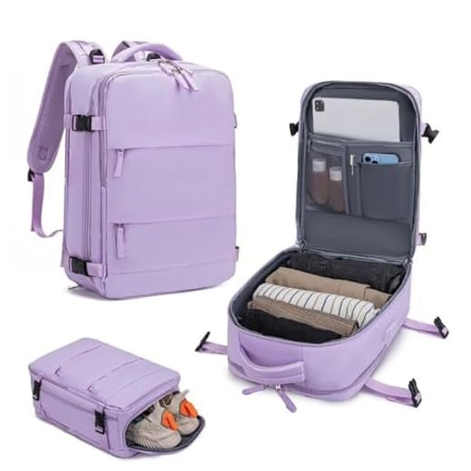 Mochila de Viagem Expansivel Masculina Feminina Mochila Para Notebook Executiva Impermeável Reforçada Para Trabalho Escola Viagens Mochila de Viagem Unissex Mala de Mão Mochila Para Trilha (ROXO)