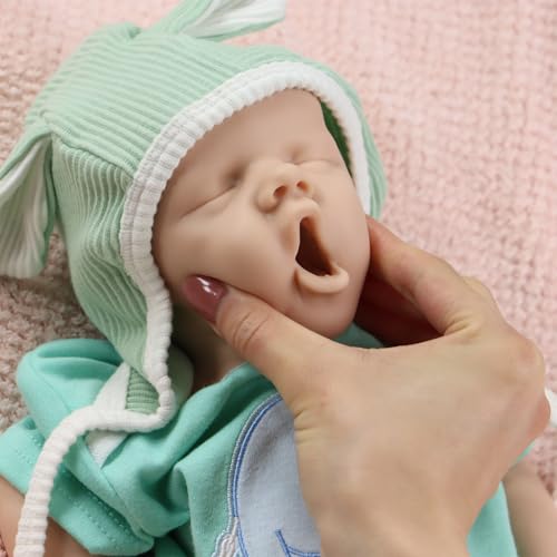 URMLHNRZ 18 Zoll realistisches Reborn-Baby-Mädchen, Ganzkörper-Silikon, unbemalt, schlafendes Neugeborenen-Puppe, Frühchen, Säugling für Künstler, Sammler und Kinder ab 3 Jahren – Bild 6